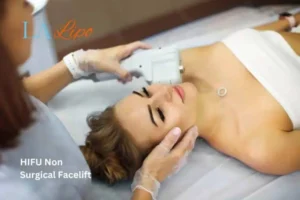 Woman having Hi-Fu to reduce wrinkles Chandlers Green.