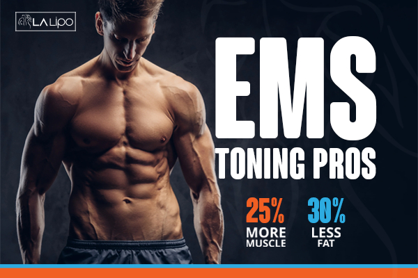 Graphic of man with toned body showing the benefits of LA-EMS Body Sculpting Chandlers Green treatment