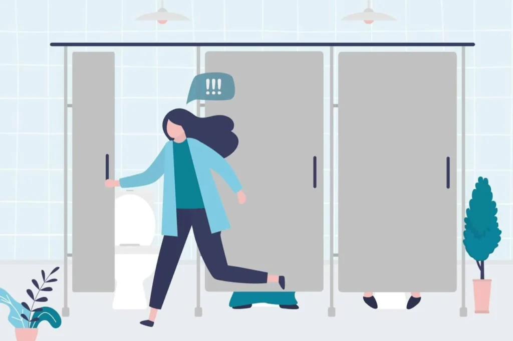 graphic of Urine incontinence Chandlers Green woman running to the toilet.